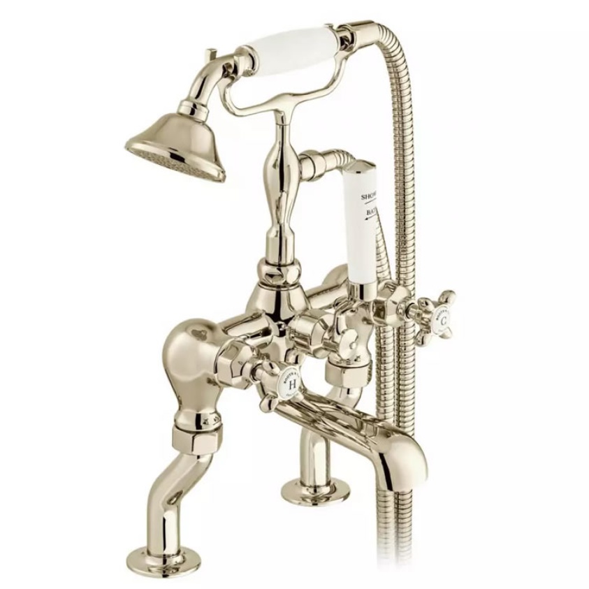 Cutout image of Booth & Co. Axbridge Cross Nickel Bath Shower Mixer